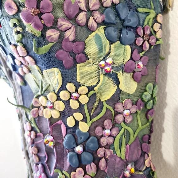 Ema Savahl 'Couture' Line Floral Embroidered Red Carpet Corset Top - Picture 7 of 14